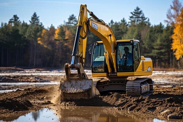 Excavation equipment at a construction site