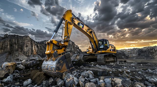 Excavator at real estate development project in Thane